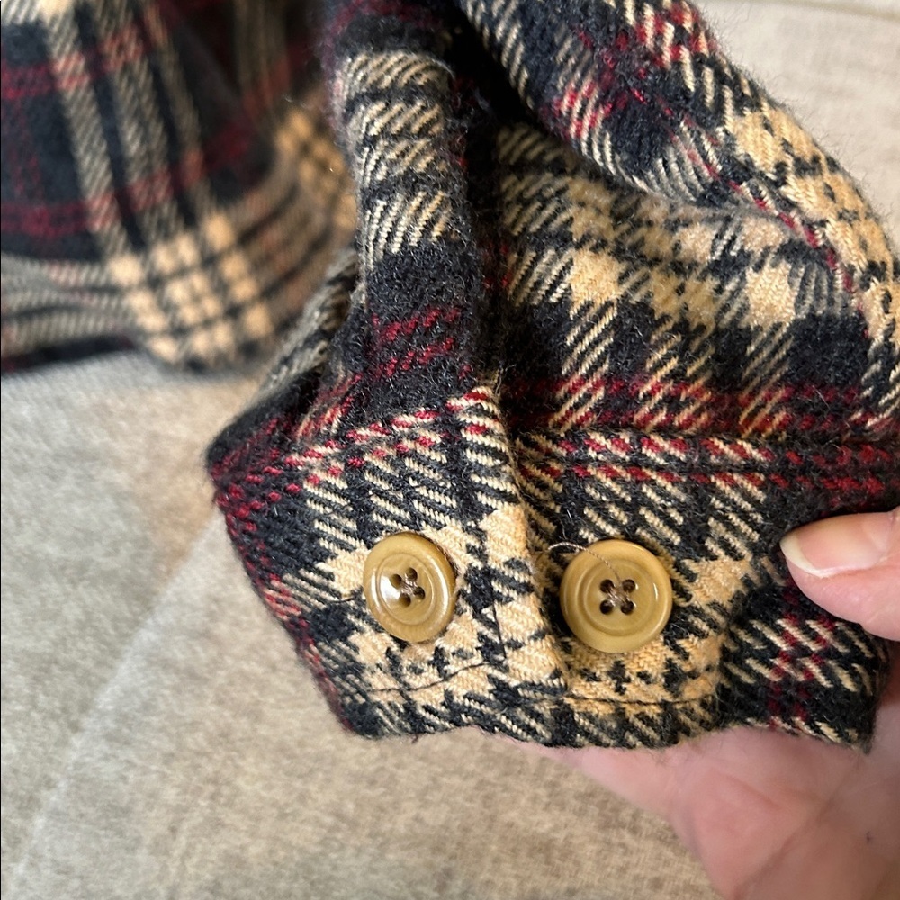 WOOLRICH VINTAGE WOMENS FLANNEL ZIP UP BROWN RED PLAID  JACKER OVER -SHIRT SZ L - Picture 3 of 13